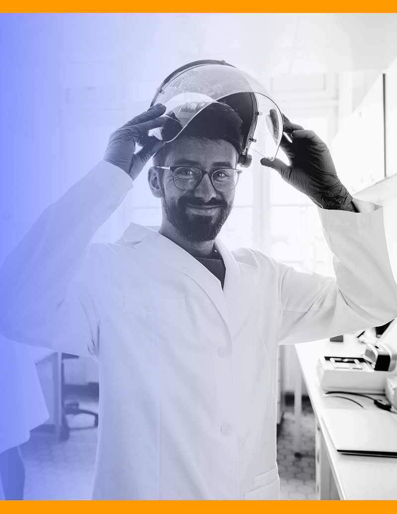 Scientist wearing PPE in the lab